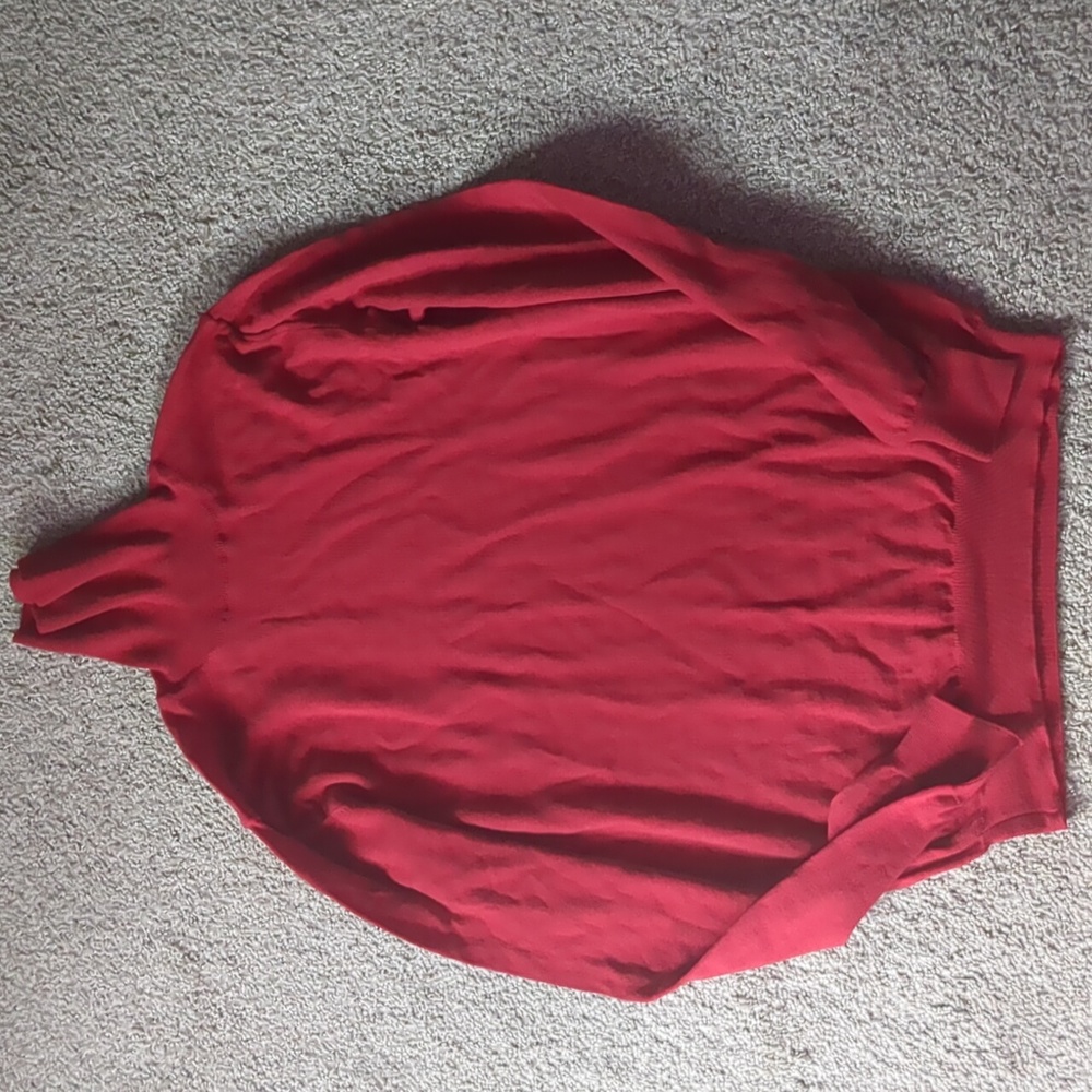 Tricot extra fine wool mens red turtleneck sweater